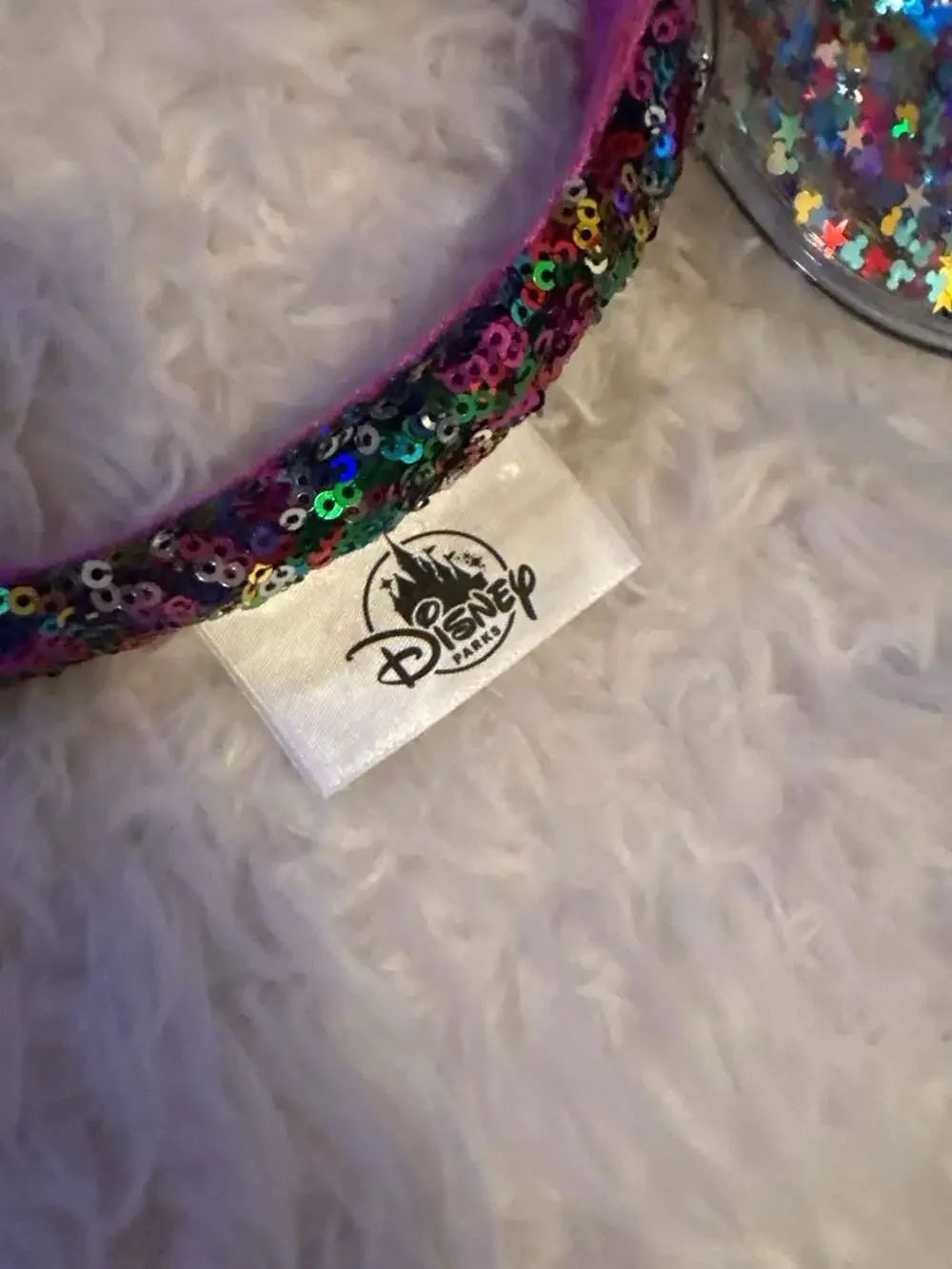 Disney Parks Minnie‎ Mouse Iridescent Confetti Star Clear Sequin Headband Ears